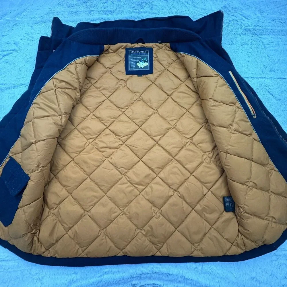 Rainforest Vest Mens L Navy Down Quilted Lined Membrane System Button Full Zip - Picture 7 of 11